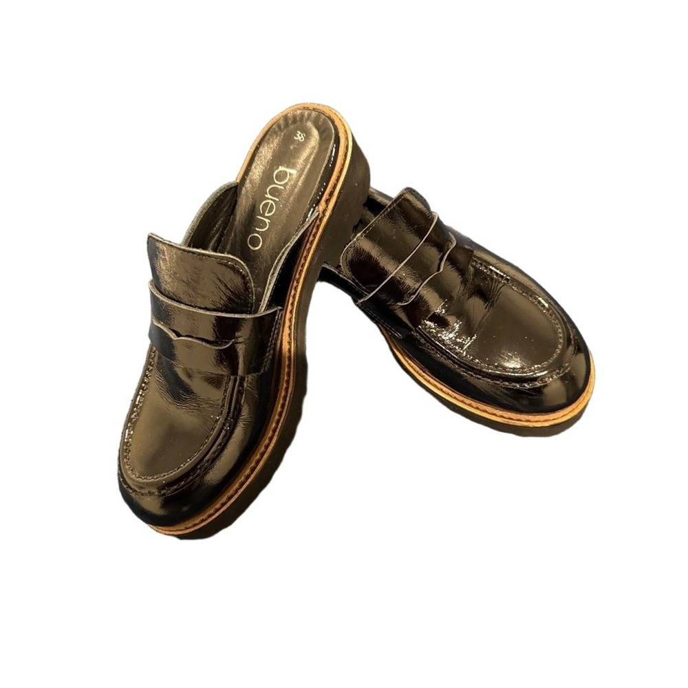 Bueno Black Patent Amber Women's Open Back Clog Slip-On US 7‎